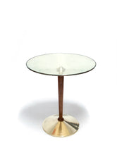Load image into Gallery viewer, MIDCENTURY OCCASIONAL TABLE GLASS IN BRASS AND WALNUT
